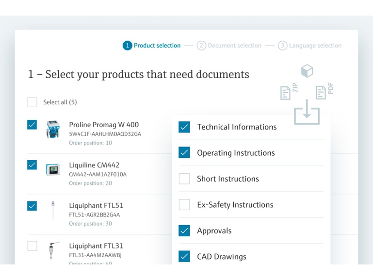 Recurso de documentos do produto